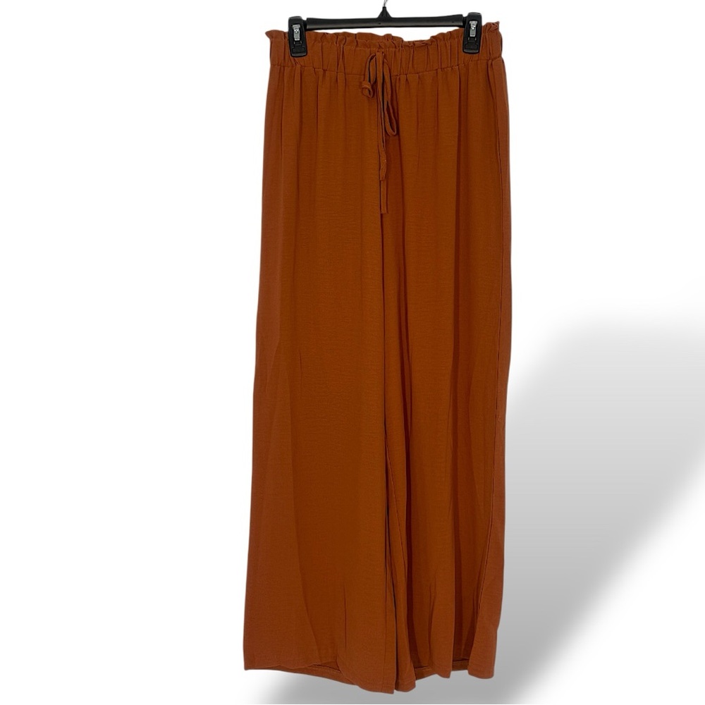 Rust Wide Leg Pants with Flowy Palazzo Style Large